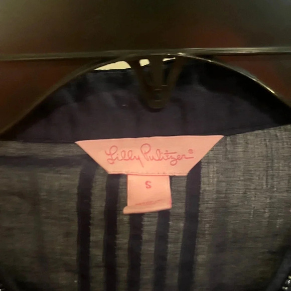 Lilly Pulitzer Sarasota Tunic True Navy Gold BEADED Top Small S - Picture 6 of 9